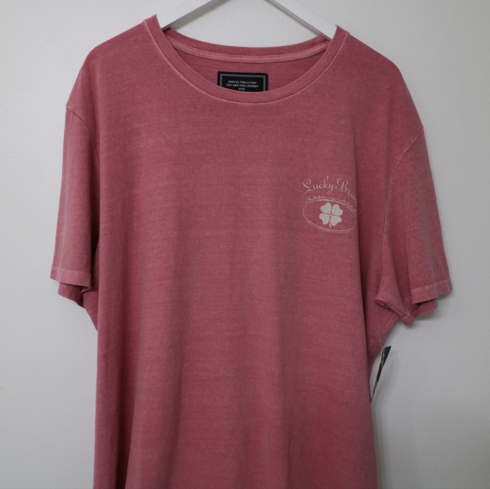 Men's LUCKY Brand Dungarees Overdyed Heavier Weight Clover Cotton T-Shirt S XXL